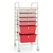 Spaco 6 Drawers Rolling Storage Cart Organizer-Pink, Craft Organizers and Storage, Multipurpose Organizer Cart for Home, Office, School